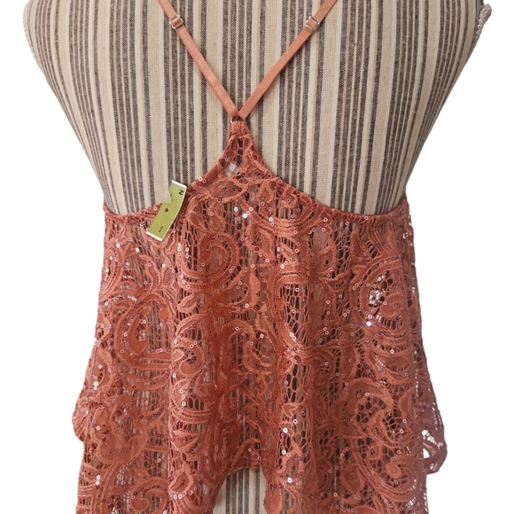 Free People Intimately Women Sequin Flowy Lace Crop Top/Tank Top Size XS/TP - Picture 6 of 11